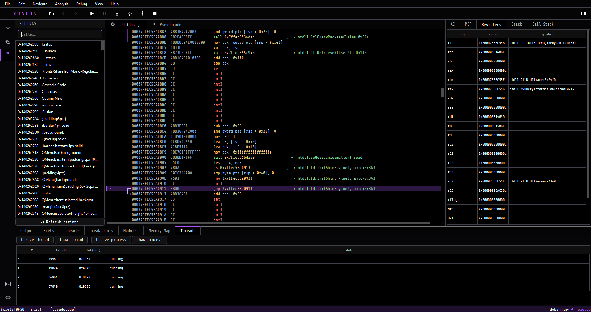 Live CPU view