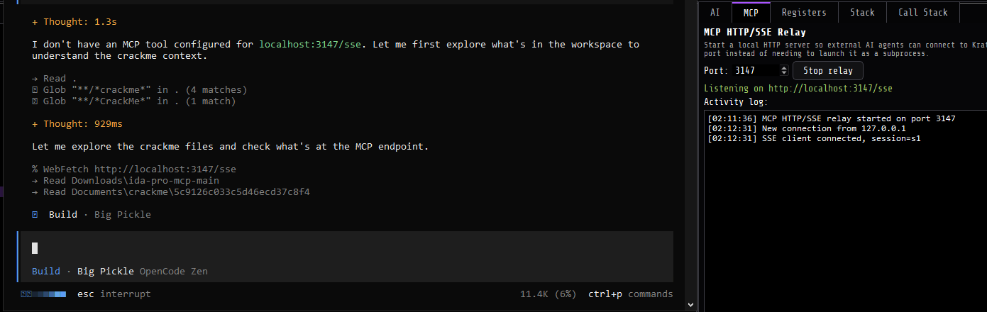 MCP HTTP/SSE relay and AI activity