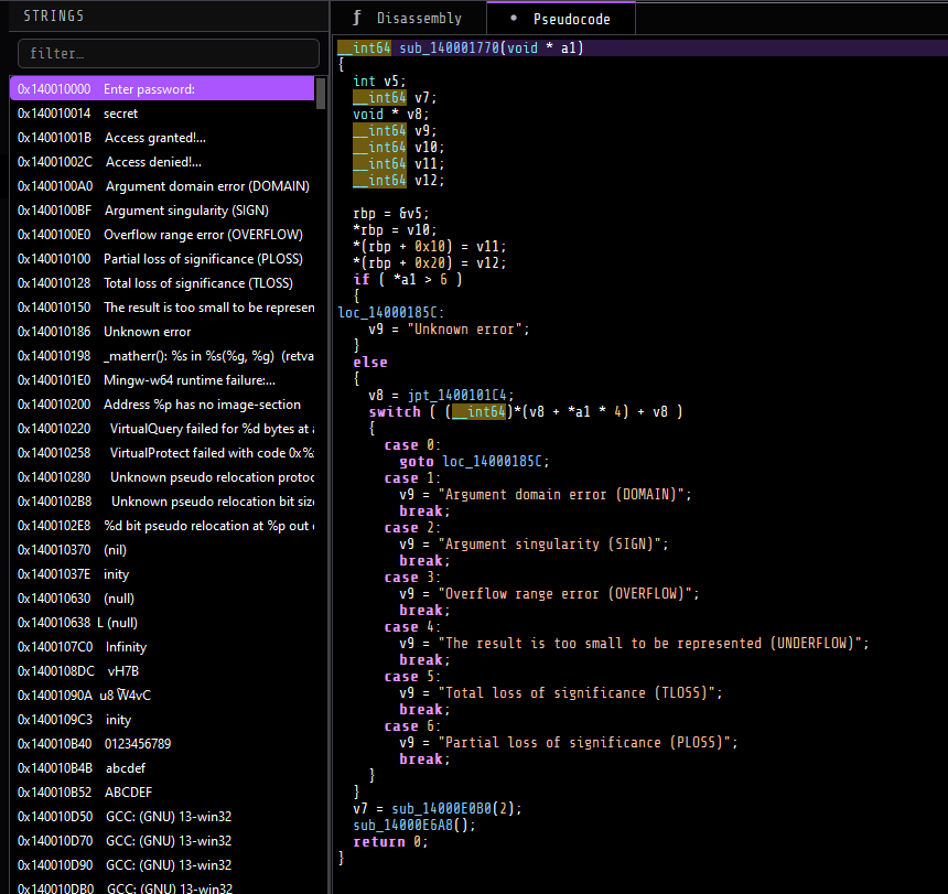 Decompiled pseudocode